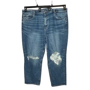 American Eagle Super High Rise Ankle Straight Denim Jeans New Size 20 Short